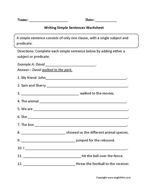 Writing Simple Sentences Worksheet | Simple sentences worksheet ...