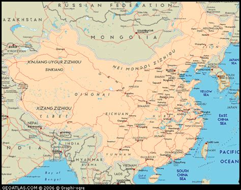 Road Map of China - Physical, political and road maps of China Atlas ...