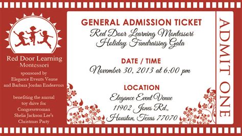 Event ticket design for Holiday Gala | Custom party invitations, Event tickets design ...