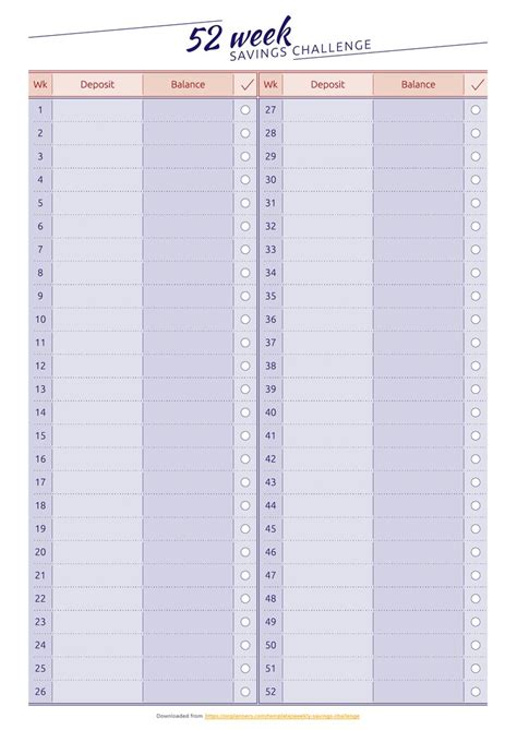 Printable 52 Week Savings Challenge PDF Download | Savings challenge ...