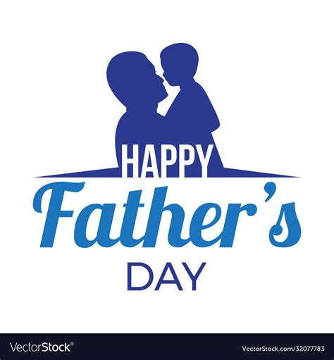 Happy fathers day with father and son silhouette Vector Image