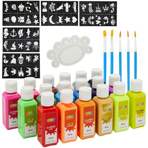 Permanent Fabric Paint Set for Clothes, 18 Colors, 5 Brushes, Palette, Stencils for T-Shirt ...