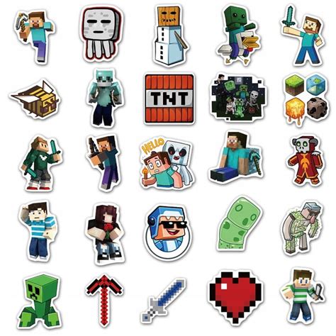 50 gier Minecraft naklejki bagaż deskorolka komput | Minecraft stickers ...