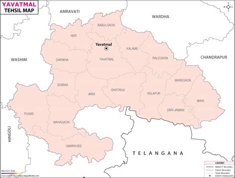 Yavatmal Tehsil Map, Talukas in Yavatmal