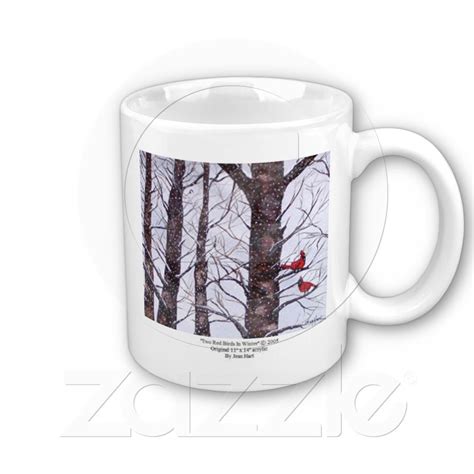 Two Red Birds In Winter Coffee Mug | Zazzle.com | Mugs, Winter coffee, Red birds