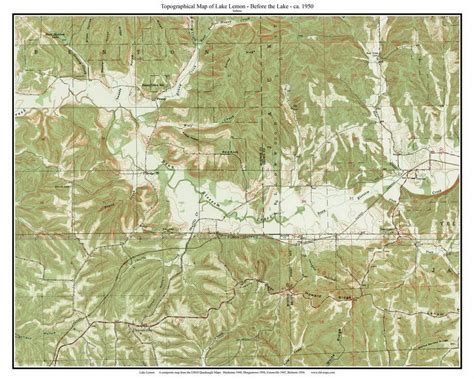 Lake Lemon 1950 - Custom USGS Old Topo Map - Indiana - OLD MAPS