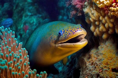 Premium Photo | Marine extreme hunting and moray eels with open mouth ...