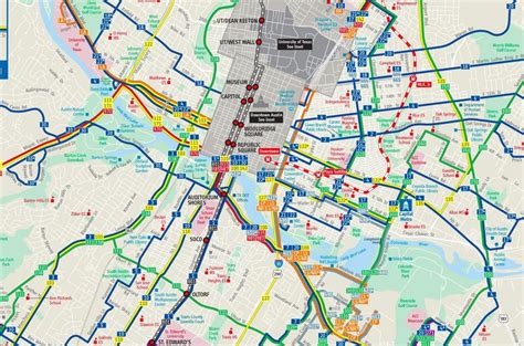 Austin mapa de transporte - Austin transporte público de mapa (Texas - EUA)