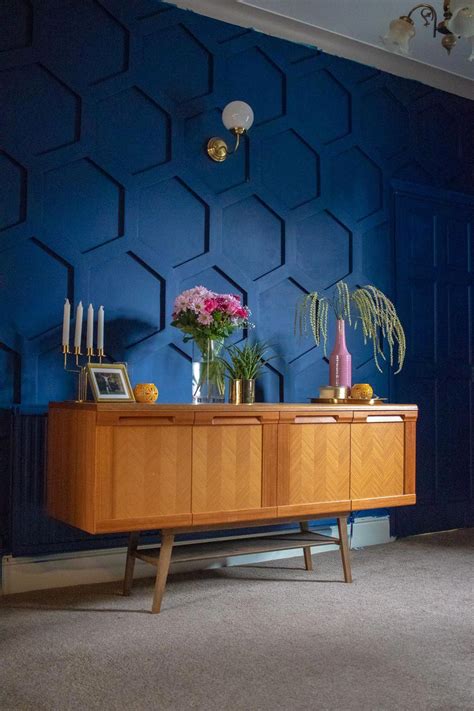 How to DIY a Hex Panelled Wall - WELL I GUESS THIS IS GROWING UP - Navy blue wall panelling. # ...