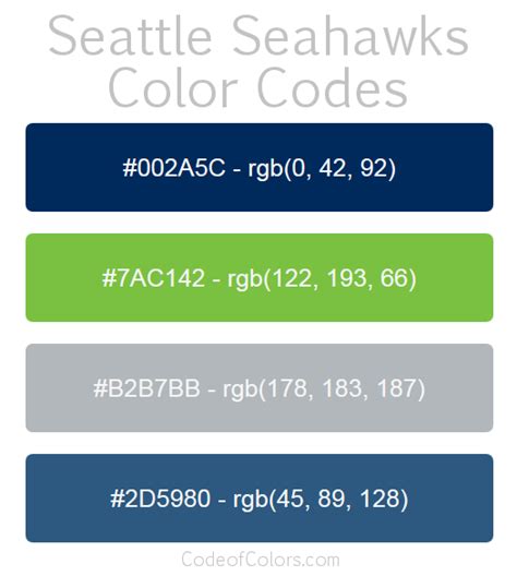 Seattle Seahawks Colors - Hex and RGB Color Codes