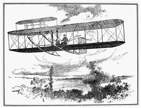 Wright Brothers Plane Na Wright Brothers Biplane In Flight Pen-And-Ink ...