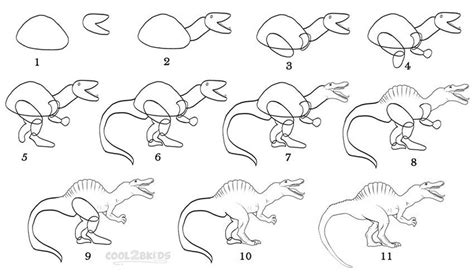 Dinosaurios dibujos fáciles Paso a paso a lápiz