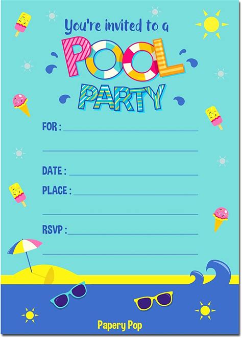 Printable Birthday Invitations Pool Party - Printable Templates