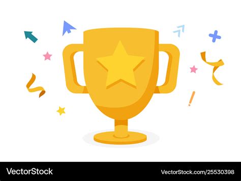 Cartoon golden trophy with confetti award Vector Image