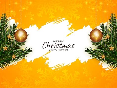 Free Vector | Merry Christmas festival bright yellow background design