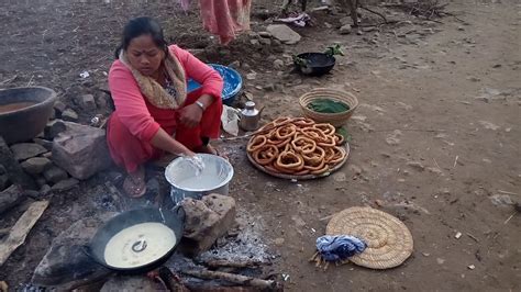 Magar Village Make Roti for festivals !! - YouTube