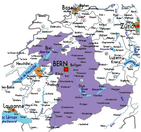 Map of Bern in Switzerland