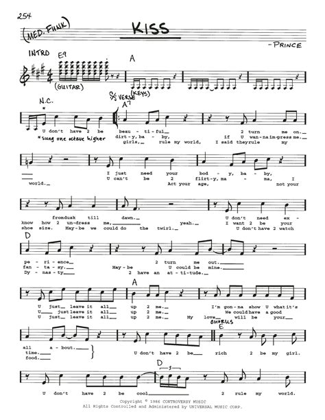 Kiss by Prince Sheet Music for Real Book – Melody & Chords at Sheet Music Direct