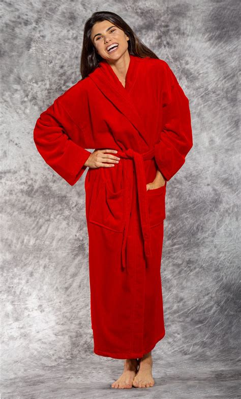 Women's :: Cotton Robes :: 100% Turkish Cotton Red Hooded Terry / Velour Bathrobe - Wholesale ...