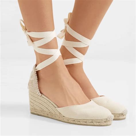 2019 Ankle Strap Espadrille Sandals Women Wedge Sandals Canvas Platform ...