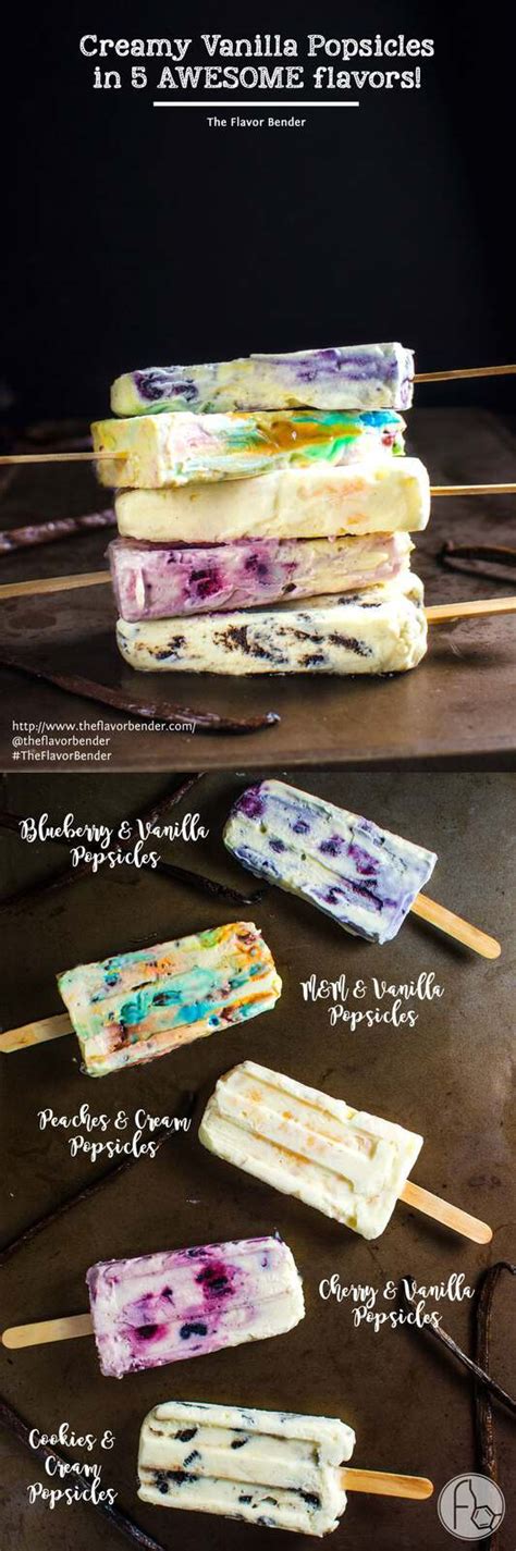 Easy, Creamy Vanilla Popsicles - 5 awesome flavors! | The Flavor Bender