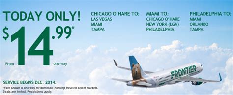 Frontier Airline Ticket | $14.99 One Way, Today Only! :: Southern Savers