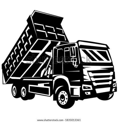 Dump Truck Vector On Black White Stock Vector (Royalty Free) 1835013361 ...