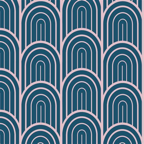 Navy Art Deco Wallpaper - Blue and Pink - The Wallberry