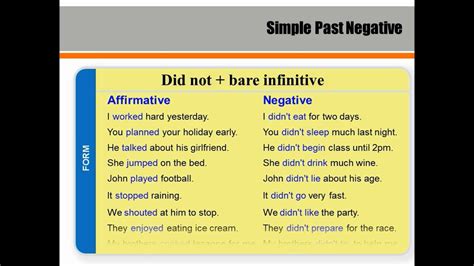 Simple past negative - YouTube