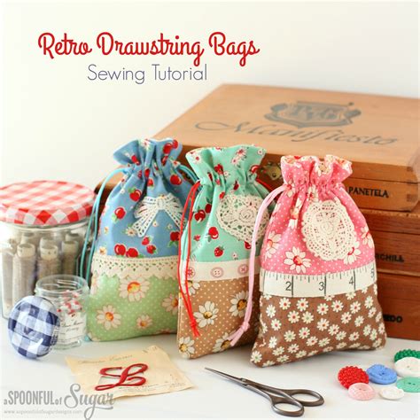 Christmas Retro Drawstring Bags - A Spoonful of Sugar