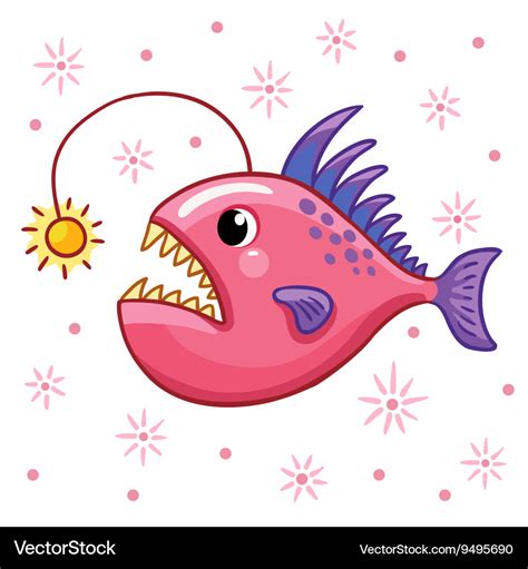 Cartoon angler fish Royalty Free Vector Image - VectorStock