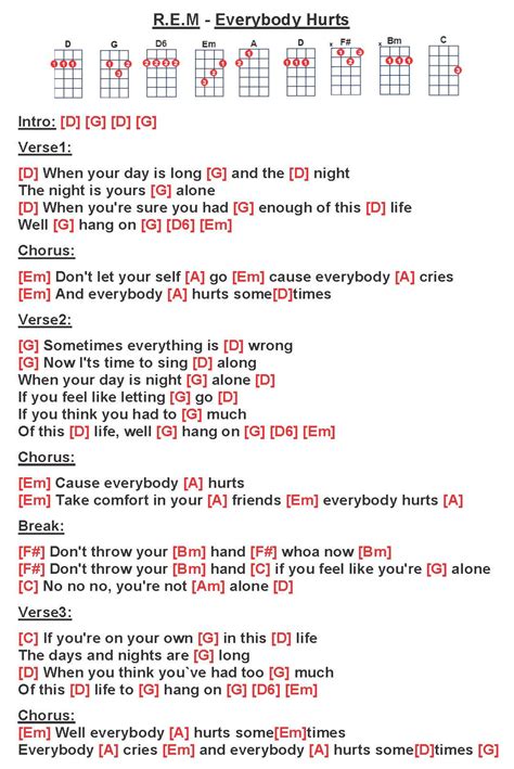 R.E.M - Everybody Hurts [W] [U] | Guitar chords for songs, Trumpet sheet music, Piano sheet music