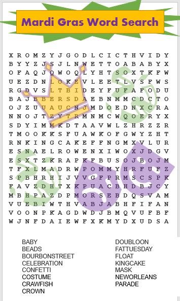 Mardi Gras Word Puzzles