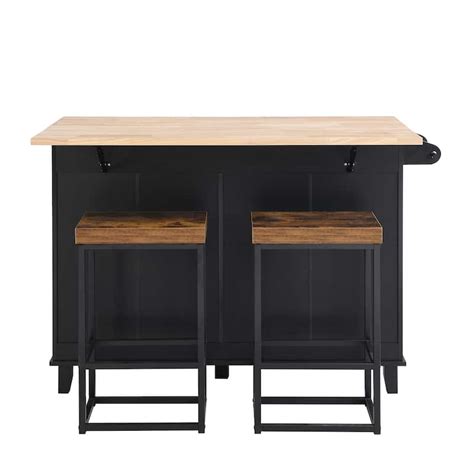 Farmhouse Kitchen Island Set with Drop Leaf & 2 Seatings, Dining Table Set with Storage Cabinet ...