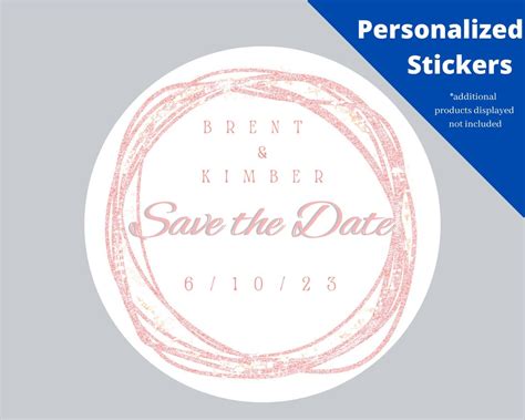 Personalized Wedding Stickers Save the Date White & Peach - Etsy