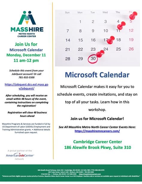 Microsoft Calendar - MassHire Metro North Career Center