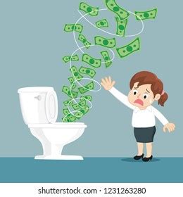 Businesswoman Lost Money Go Down Drain Stock Vector (Royalty Free) 1231263280 | Shutterstock