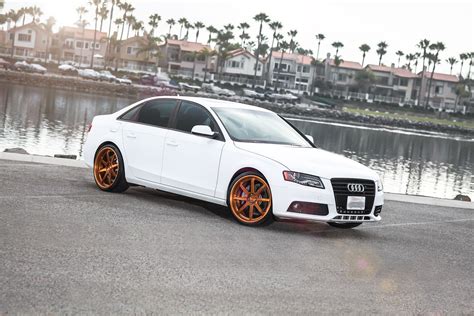 2009 White Audi S4 with Copper Niche 3-Piece Vector Wheels. Staggered 20 inch Vector rims. 20x9 ...