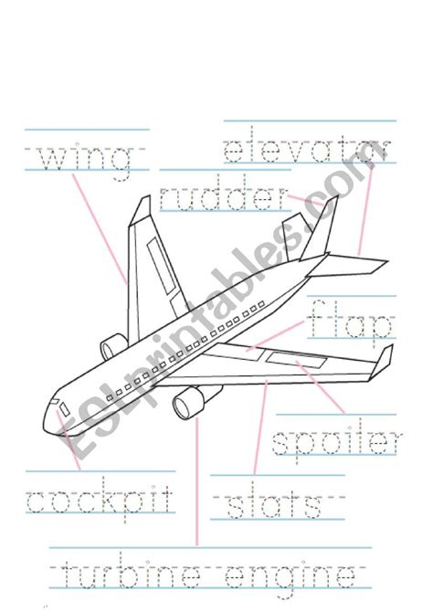 Parts Of An Airplane Worksheet For Kids