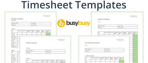 Printable Timesheet Templates | Free Timesheet Templates