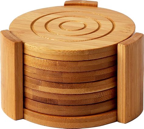 Amazon.com: Juvale Bamboo Coasters 6-Pack Set - Absorbent and ...