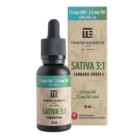 Sativa 3:1 Cannabis Oil Drops | 75mg THC + 225mg CBD | Twisted Extracts (Orange Flavour) - Supherbs