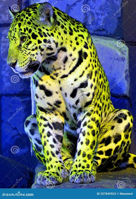 Pop Art Jaguar Icon with Color Spots. Stock Image - Image of animal, close: 257845923