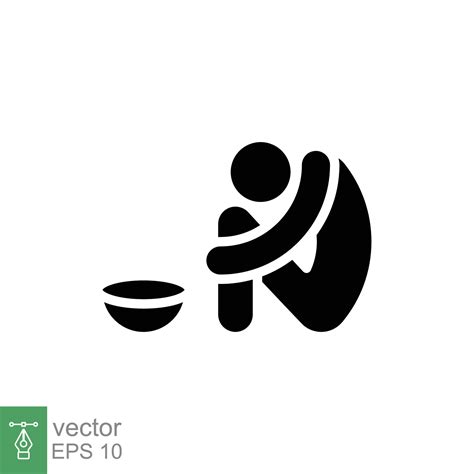 Poverty glyph icon. Simple solid style. Homeless, beggar, hunger and poor concept. Black ...