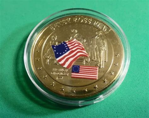MEDAL: 24K GOLD Overlay: History of Old Glory; BETSY ROSS FLAG $19.95 - PicClick