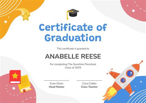 Preschool Graduation Certificate - Piktochart