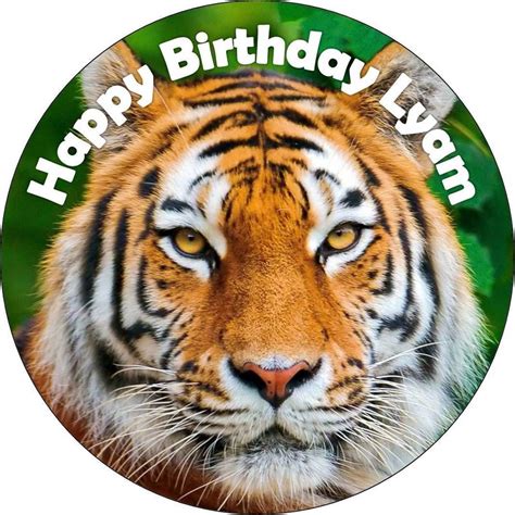 EDIBLE Tiger Cake Topper Round Personalized wafer paper Jungle Cat Birthday | Tiger cake, Tiger ...