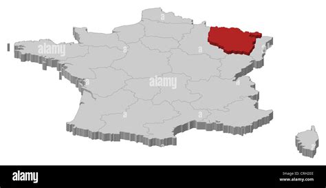 Political map of France with the several regions where Lorraine is ...