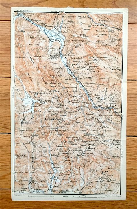 Antique 1904 Subiaco Italy Map From Baedekers Guide Rome - Etsy