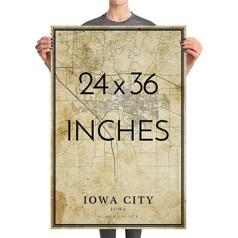 Vintage Iowa City Map Iowa Vintage style Map City Map Iowa | Etsy